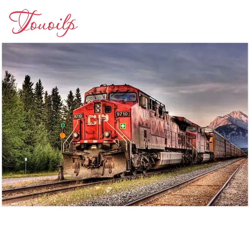 

Full Round Diamond embroidery Tourist scenery train 5D DIY Diamond painting Cross stitch Full Square Diamond mosaic