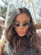 Gafas de sol rectangulares para hombre y mujer, lentes de sol rectangulares de lujo, cuadradas, de Metal Vintage, UV400, 1 Uds., 2020