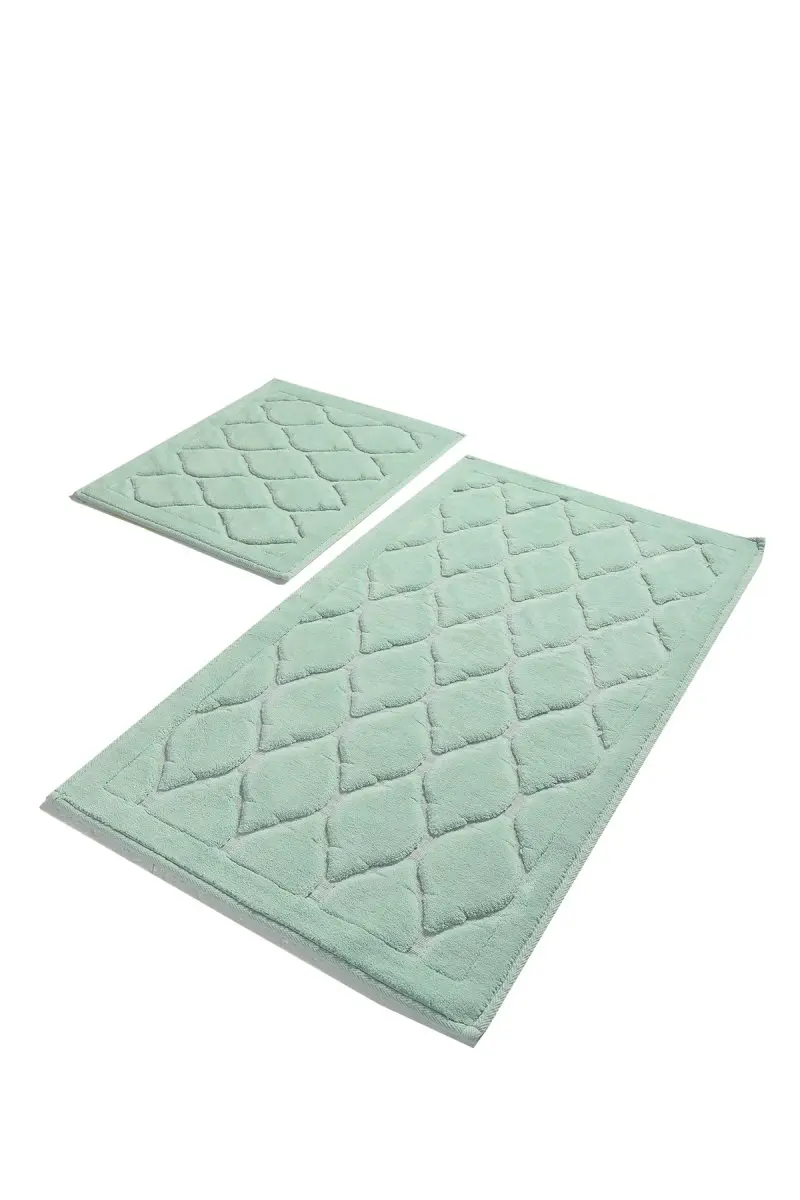 Коврики для ванной нескользящие Противоскользящие коврики противоскользящие Данте хлопок мята 2'Li набор 60X100 см-50X60 см