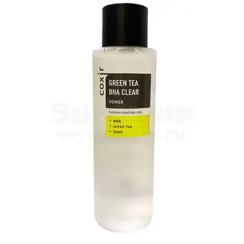 

Отшелушивающий facial toner with green tea and BHA acids coxir green tea BHA clear Toner