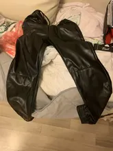 Pants Pencil-Trousers Faux-Leather Winter Women Pocket Streetwear Loose Autumn Black