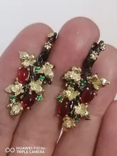 Colgante de hoja de rubí y oro negro para mujer, pendientes de plata 925 con piedras preciosas de cristal, joyería para mujer, aretes de plata 925