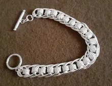 Los hombres y las mujeres de la pulsera de la plata esterlina 925 dije plateado a la moda pulsera regalo de la joyería