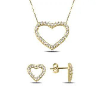

Angemiel 925 Sterling Silver Zircon Heart Set-Gold Plated