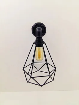 

Best Vintage E27 Metal Mesh Cap Water Pipe Designed Wall Sconce Wall Lamps Steam Punk Loft Industrial Retro Home Bar decor