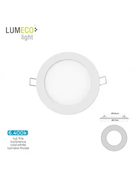 

Mini led downlight lumeco 6w 320 lumens round 12cm 6.400k White frame