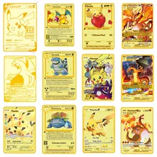 

Pokemon 27 Styles V Card PIKACHU Charizard Gold Metal Card Super Game Collection Anime Cards Toys for Children Christmas Gift