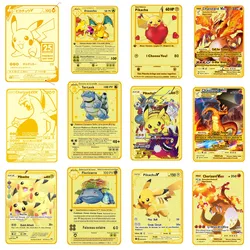 Cartes Pokemon en V, 27 Styles, PIKACHU, Charizard, en métal doré, Super jeu de Collection, cartes Anime, jouets pour enfants, cadeau de noël 