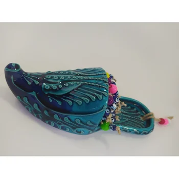 

Ceramic Slipper Wall Hanging Turkish Traditional Evil Eye Home Decor Handmade Boho Room Decor