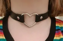 Collares con colgante Vintage para mujer, Collar gótico redondo, joyería de regalo, corazón gótico de cuero, Gargantilla Punk Harajuku