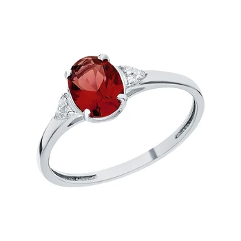 

Silver ring with cubic zirconia and Garnet sunlight sample 925