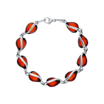 

Silver Bracelet with amber sunlight sample 925