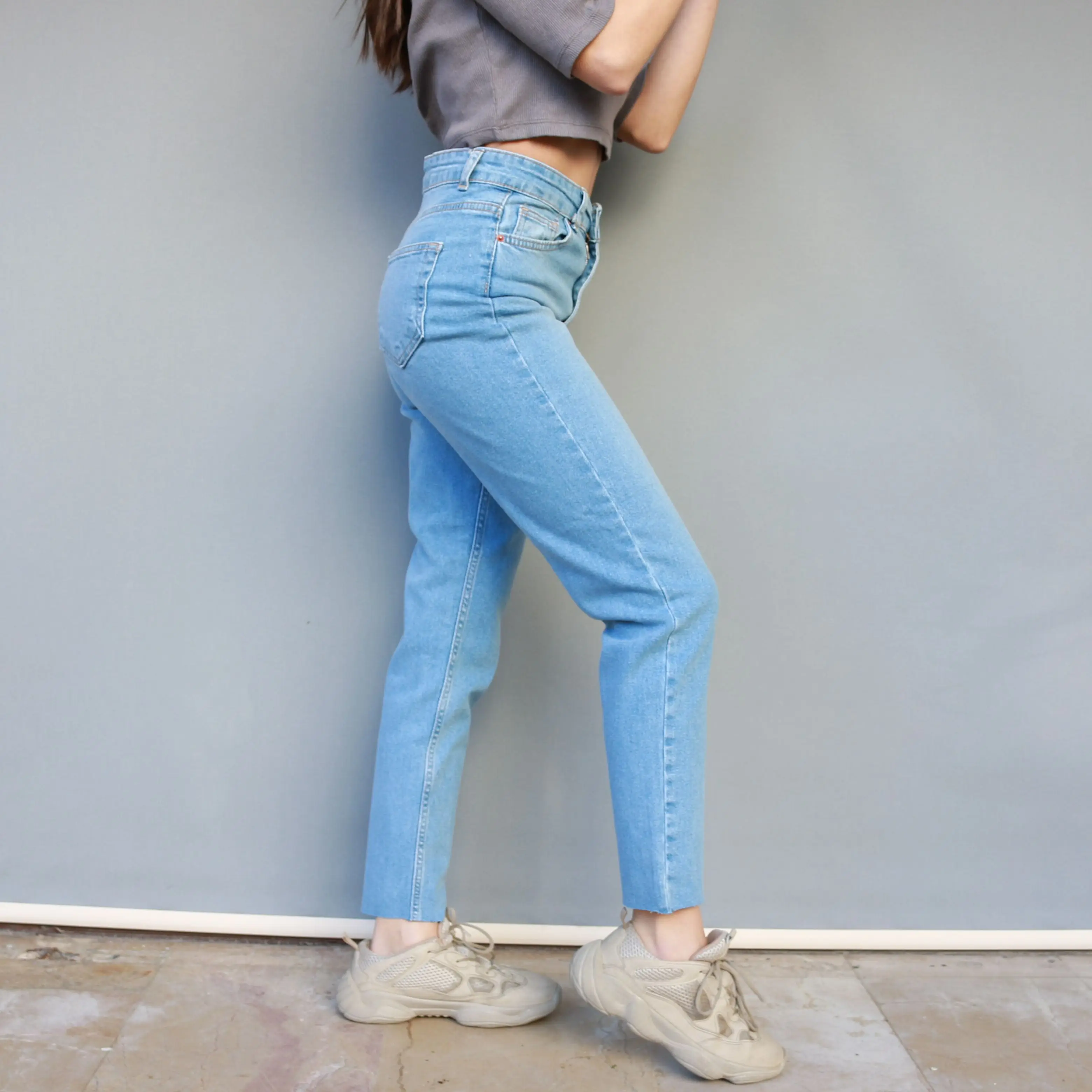 ksubi jeans 2021 New Spring High Waist Mom Jeans Woman Laser Cut Fashionable Casual Straight Pants Blue Female Washed Denim Skinny Pencil womens clothing
