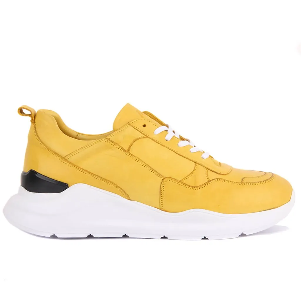 Sail-Lakers Genuine Leather Yellow High Bottom Men Sneaker