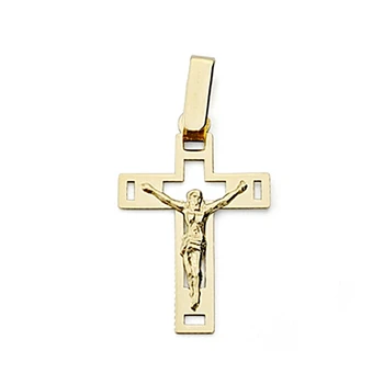 

Crucifix 18k gold Christ Cross 22mm. Openwork flat unisex rectangular shapes
