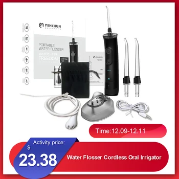 

Water Flosser Cordless Oral Irrigator with 4 Modes 2 Nozzles for Teeth Cleaning IPX7 Waterproof Portable USB Rechargeable