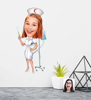

Personalized Nurse Caricature Of Wall Sticker (50x70cm) funny Fun Special Design Reliable Funny Fun Articles Gift