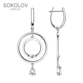 

SOKOLOV Silver drop earrings with stones with cubic zirconia fashion jewelry silver 925 women's/men's, male/female, long earrings, women's male