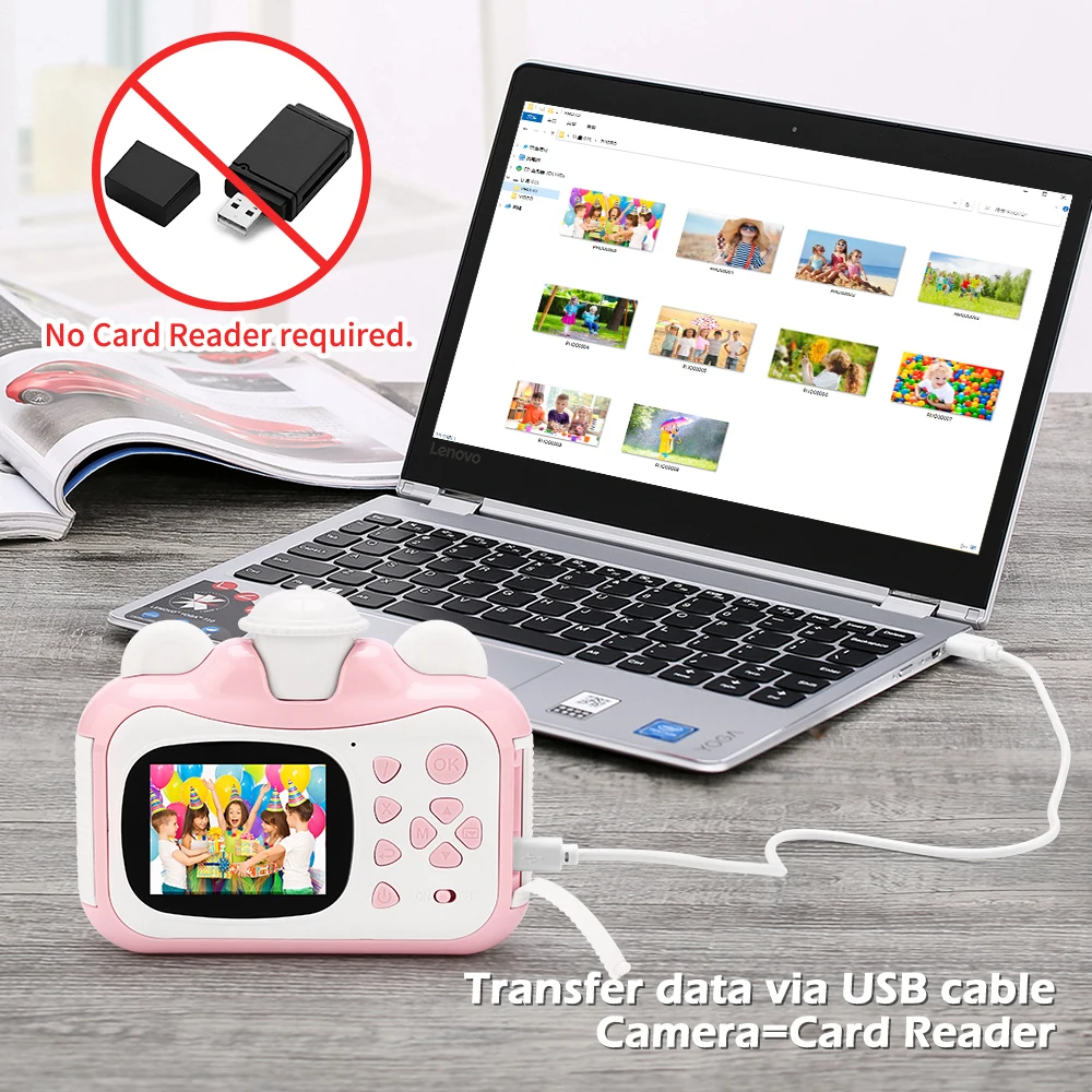 Kids Camera Instant Print Camera For Children 1080P Hd Video Photo Camera Toys With 32Gb Card