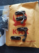 KAK-cerrojo de candado de hierro y bronce antiguo, 12 uds., 34x28mm, cerradura de gancho para Mini joyería, caja de madera con tornillos, Hardware para muebles