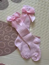 Calcetines de algodón con lazo para bebé y niña, medias transpirables antideslizantes para recién nacidos, calcetines de niñas bebé de 0 a 3 años, material barato