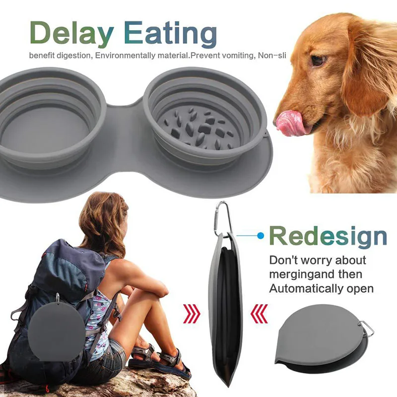 Recipiente de silicona plegable para mascotas, cuenco grande de 1000ml, portátil, para viaje al aire libre, contenedor de comida para cachorros