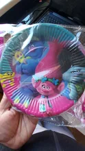 Trolls-platos seleccionables de decoración de dibujos animados, Bandera de horquilla, suministros de fiesta de cumpleaños para niños, juegos de vajilla desechables