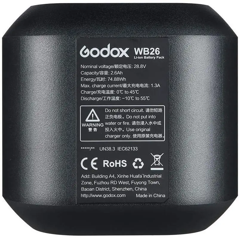 Godox WB26 литий-ионный аккумулятор для Godox AD600Pro XPLOR 600PRO Flash(28,8 V, 2600 mAh