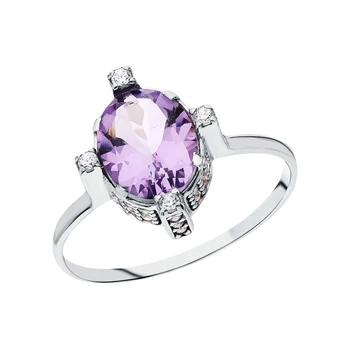 

Silver ring with amethyst and cubic zirconium sunlight sample 925