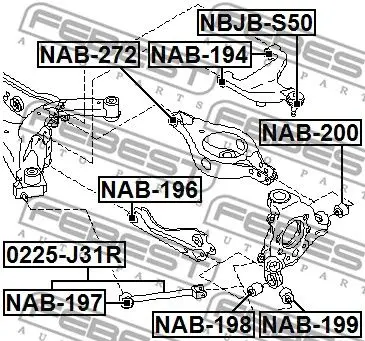 Рычаг продольный задний Nissan Murano Z50 FEBEST 0225J31R