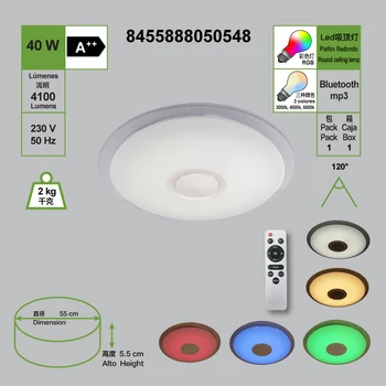 

LED music board, 40W with RGB COLOR and 3000K/4000K/6000K Ø 56CM