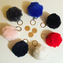 Jewelry Keychain Key-Ring-Pendant Pom-Pom Fur Artificial-Rabbit-Fur-Ball Christmas-Gift