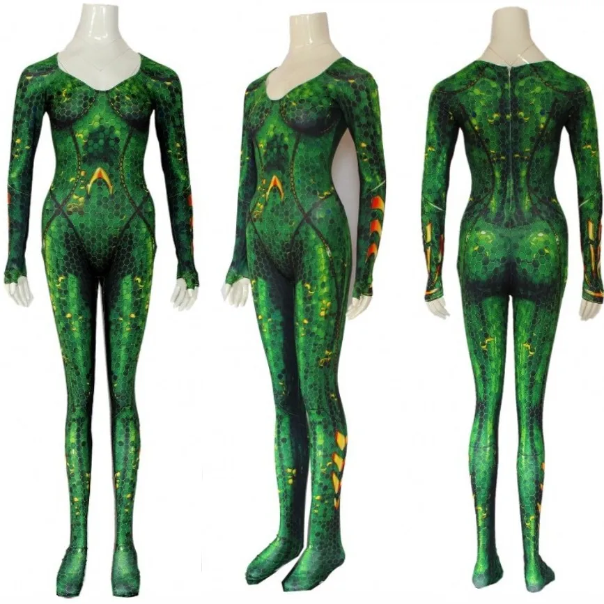 Natale Cosplay Quinn Mera Costume Cosplay Stampa 3D Queen Princess Mera Jy Costumi Zentai Catsuit Aquaman Suit