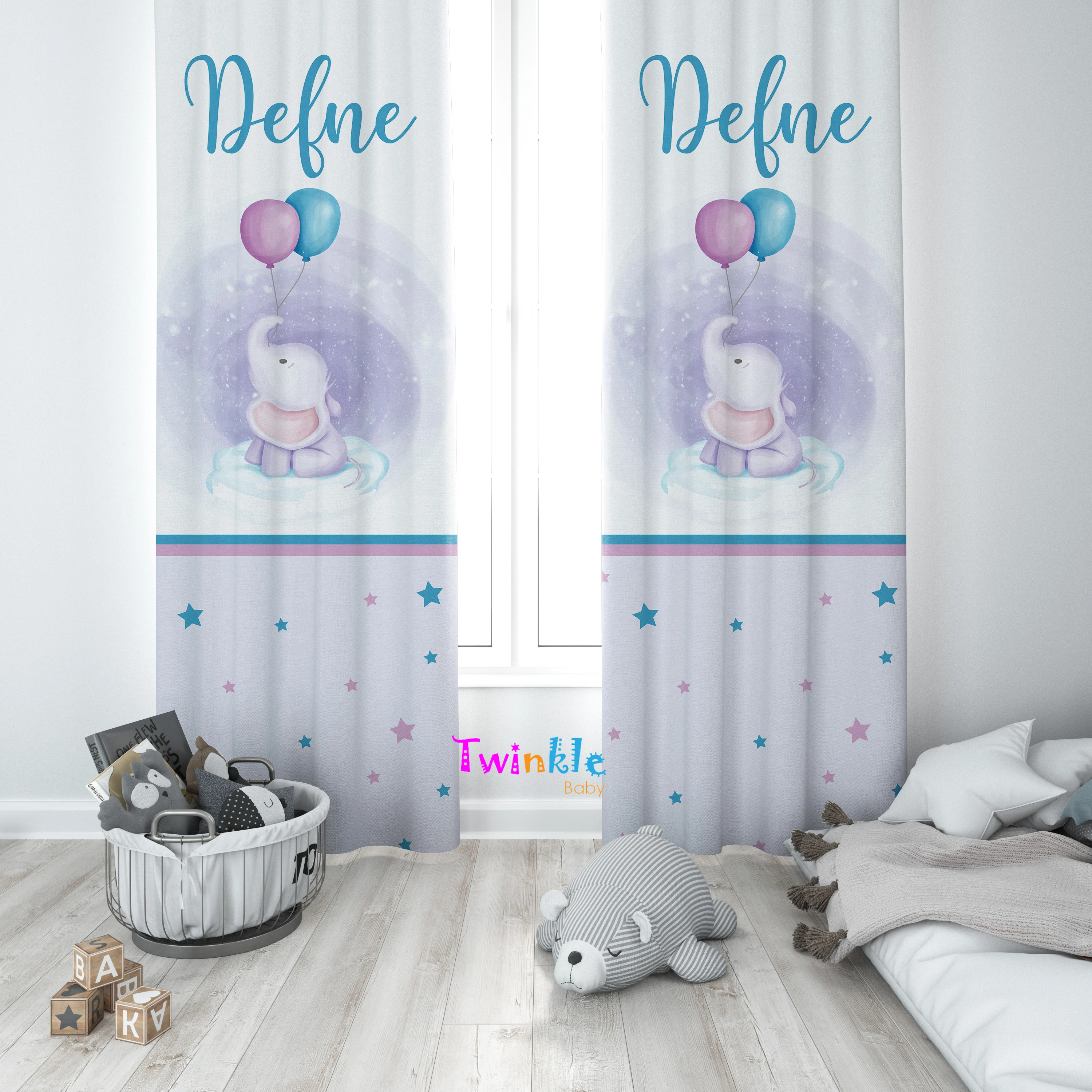 Cortina de doble ala con diseño elefante para habitación de bebé, cornisa con diseño especial decoración de habitación de niño y niña| Cortinas| - AliExpress