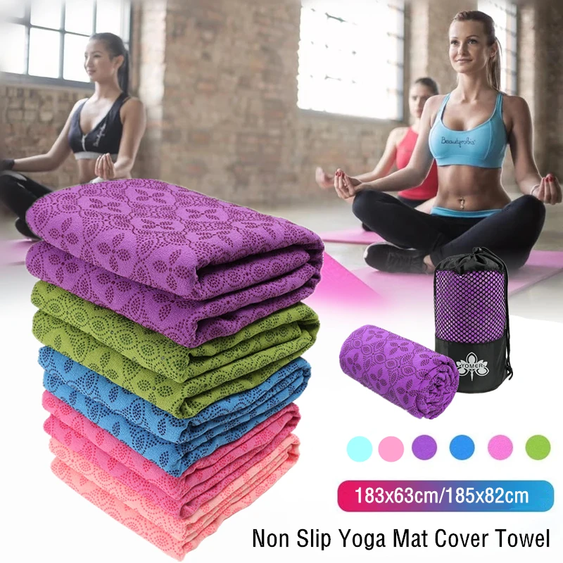 Yoga Towel 183*63cm/185*82cm Anti-slip Sweat-absorbent Yoga Towel Folding Fitness Mat Ultra-thin Yoga Blanket Towel Sports Travel Blanket