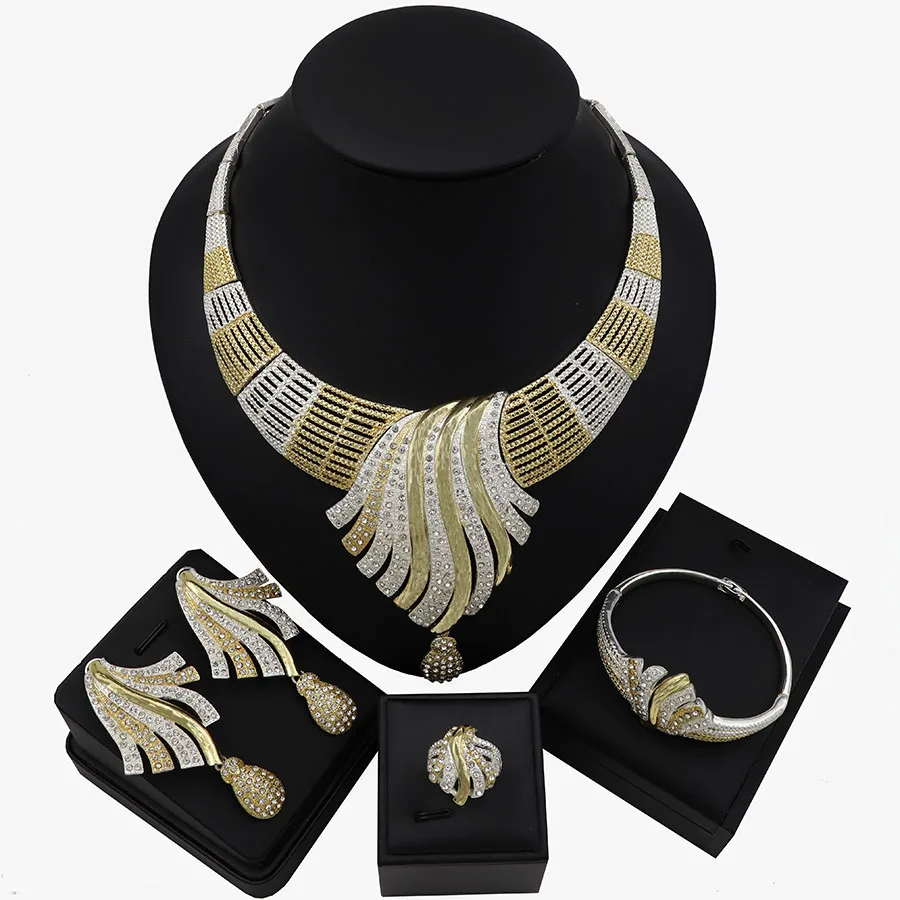 TSROUND Дубай набор украшений для женщин нормальные циркониевые ювелирные изделия нигерийские Свадебные ожерелье набор
