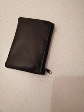 Tarjetero suave para hombre y mujer, Cartera de cuero con cremallera, Mini monedero negro