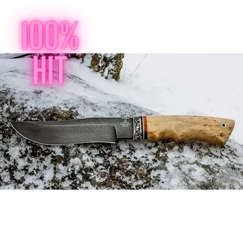 

Hunter knife with forged steel blade хв5 and handle of Karelian Birch and Melchior
