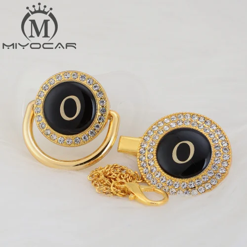 MIYOCAR имя инициалы Письмо O Элегантный Серебряный bling соска и пустышка Клип BPA бесплатно пустышка bling уникальный дизайн LO - Цвет: LO-1  6-18M