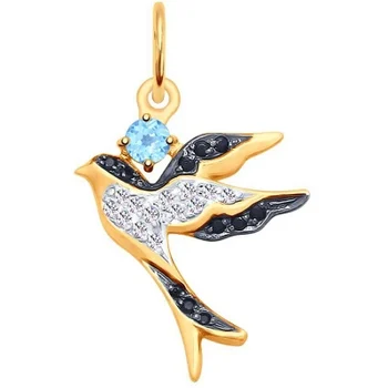 

Sokolov pendant with Topaz and cubic zirconia in red gold