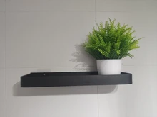 Estante de pared para baño, estante de aluminio negro, estante de esquina para baño, montado en pared, soporte de almacenamiento de cocina de aluminio negro