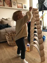 Juguetes de madera en 3D DIY para niños, arcoíris, bloques de construcción, apilador de gran tamaño, creativo, Montessori, juguetes educativos