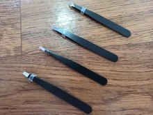 Pinzas antiestáticas de acero inoxidable para mantenimiento de cejas, herramientas de reparación de precisión Industrial, recta, 4 Uds.