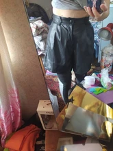 2020 Winter New Women Orange Color PU Bermuda Shorts Faux Leather Belted Shorts