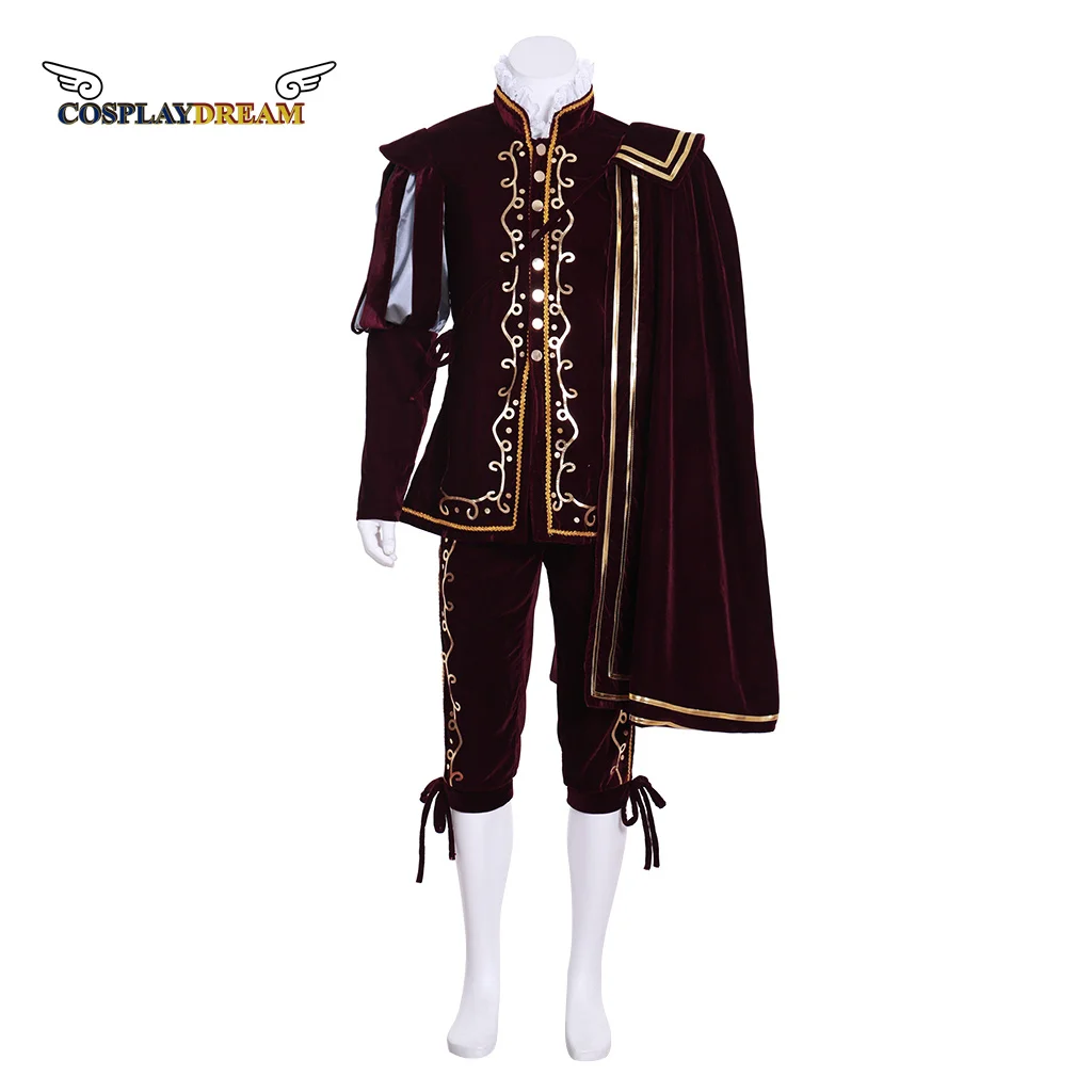 Costume Cosplay Da Uomo Tudor Elizabeth Queen Elizabeth Kings Top In Velluto Pantaloni Mantello Costume Da Uomo Medievale