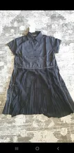 Nueva moda mujer verano coreano Estilo negro camisa plisada vestido de gasa con diseño de retales de señoras lindo Casual Midi Dress traje 6168