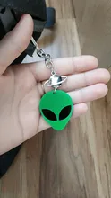 LLavero de cabeza de Alien acrílico, llavero de Alien verde fluorescente/llavero espacial/Kawaii/gótico Pastel/OVNI