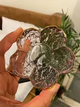 Seasoning-Plate Glass-Dish Sauce-Bowl Inlay-Glass Ice-Cream Fruit Cherry Blossoms Small