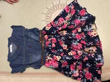 Vestido vaquero Floral para niñas, ropa informal de manga corta con cinturón para fiesta de verano