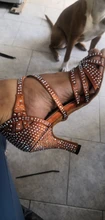 Zapatos de baile Latino para mujer, calzado de baile Latino con diamantes de imitación en rojo, negro, azul y marrón